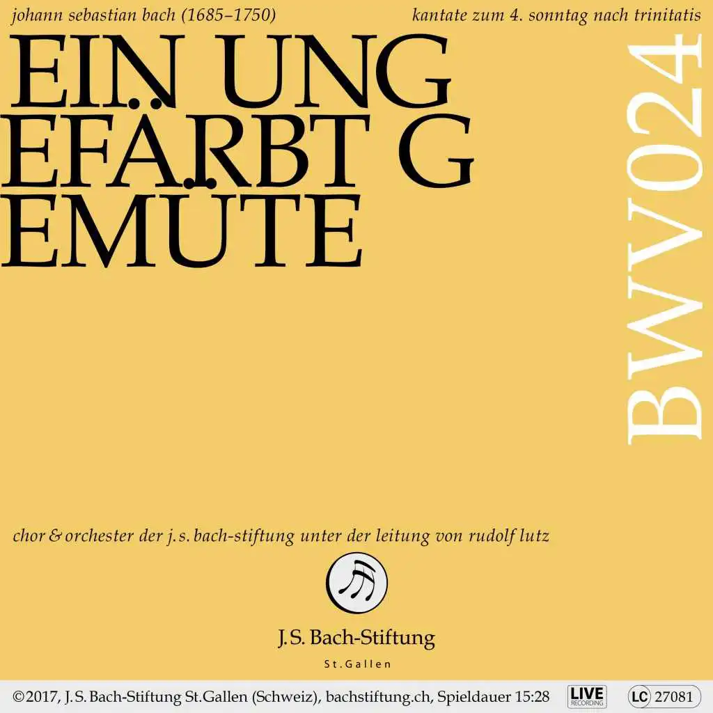 BWV 24 Ein ungefaerbt Gemuete: 4 Rezitativ (Bass) - Die Heuchelei ist eine Brut (Live)