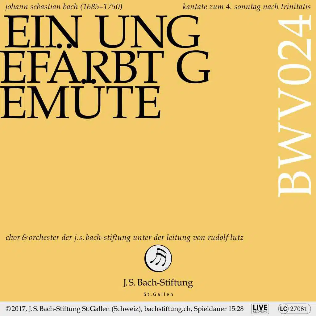 I. Arie (Alt) (Ein ungefaerbt Gemuete, BWV 24 [Live])