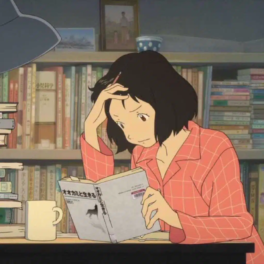 Anime girl studying for an exam that will never come