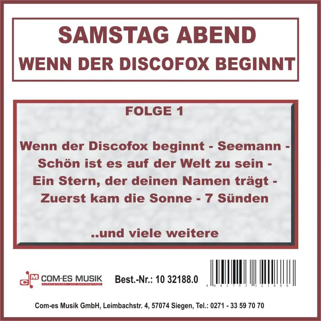 Samstag Abend - Wenn der Discofox beginnt, Folge 1