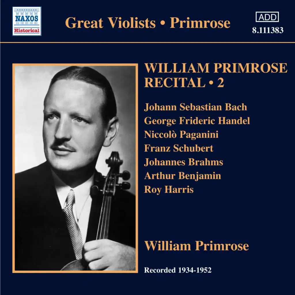 24 Caprices, Op. 1  (excerpts): No. 13 in B-Flat Major [arr. W. Primrose for viola]