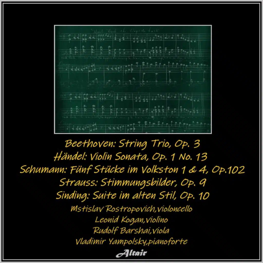 String Trio in E-Flat Major, Op. 3: IV. Adagio (Live)