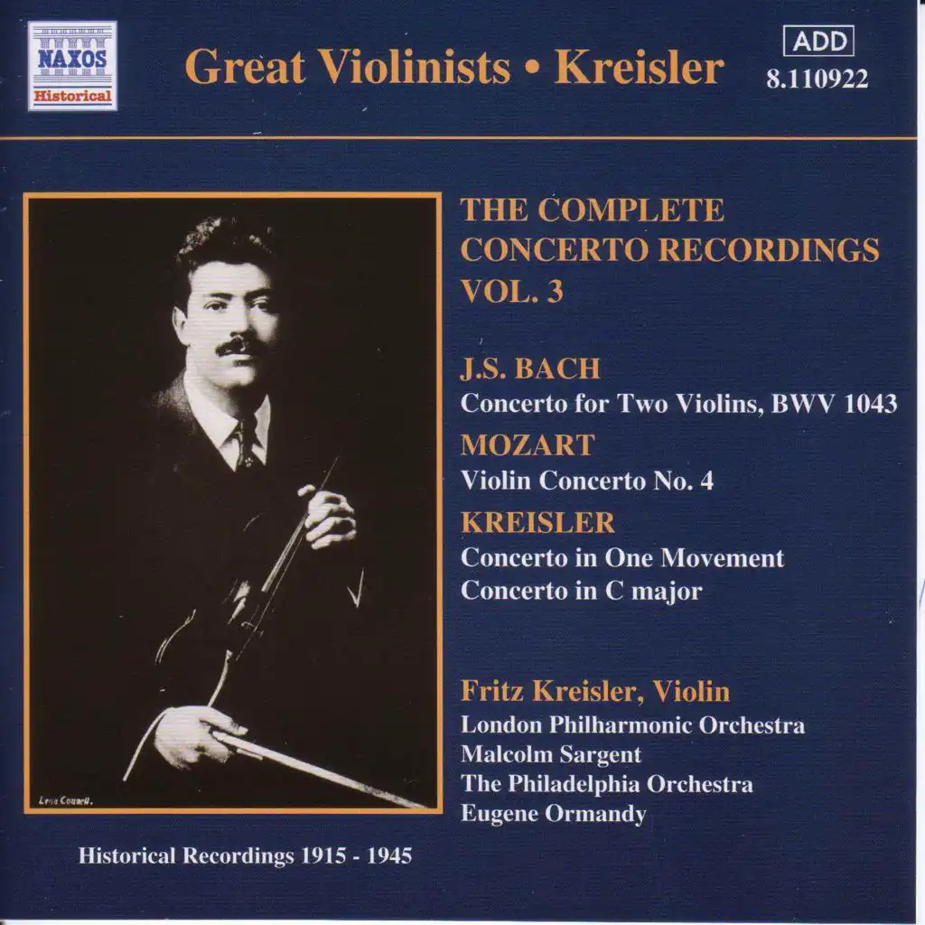 Fritz Kreisler, London Philharmonic Orchestra & Sir Malcolm Sargent