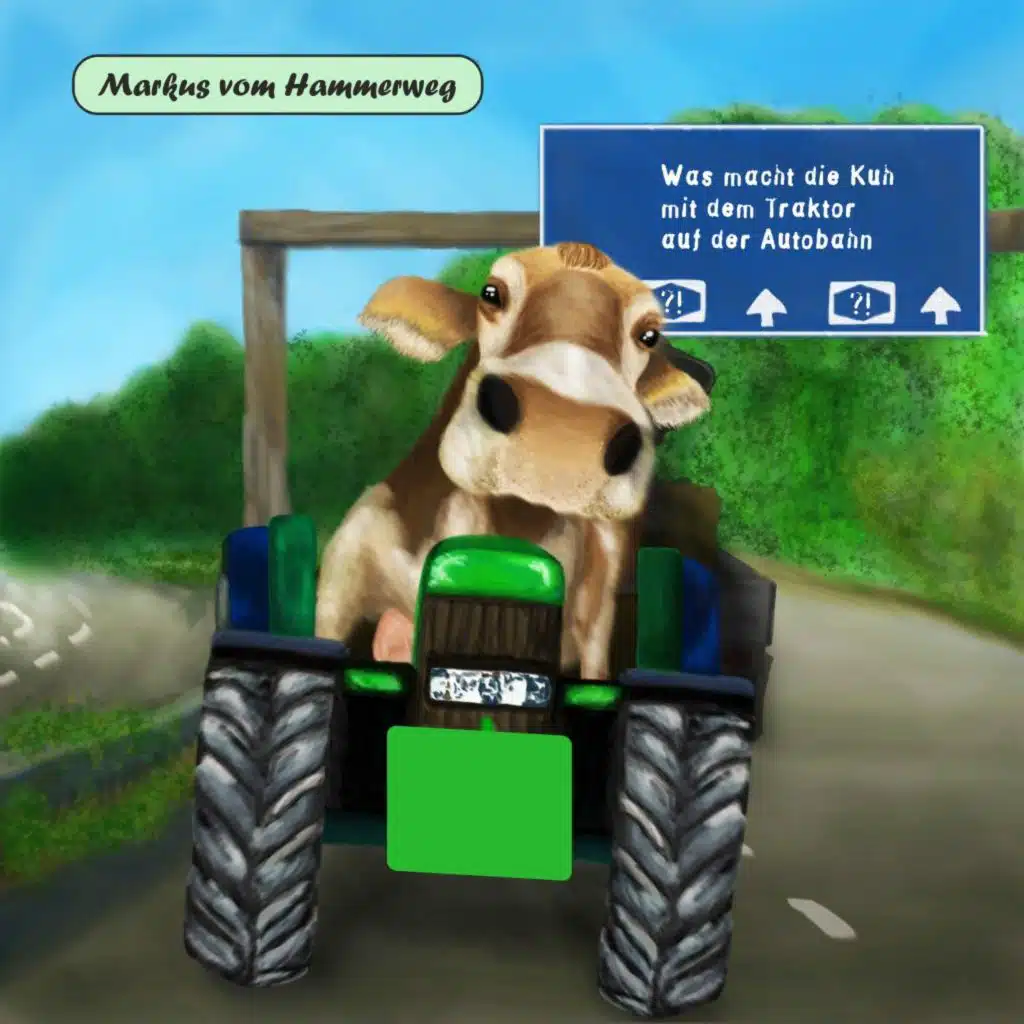Was macht die Kuh mit dem Traktor auf der Autobahn