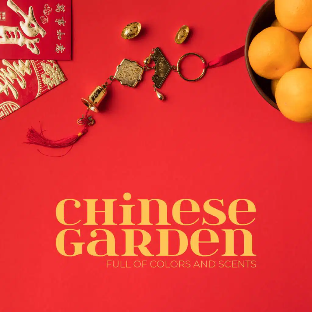 In the Chinese Garden. Music Full of Colors and Scents of Beautiful Nature