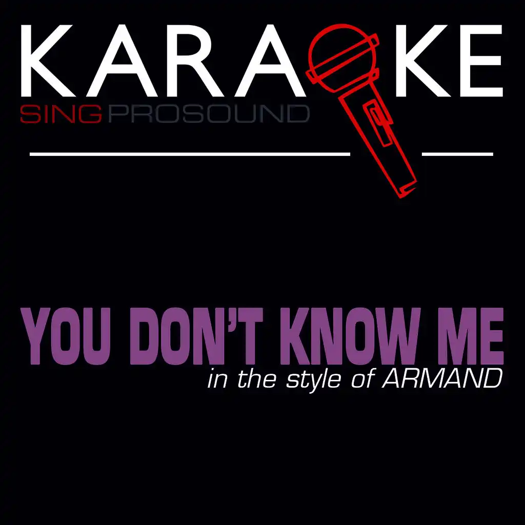 You Don't Know Me (In the Style of Armand Van Helden) [Karaoke Version]