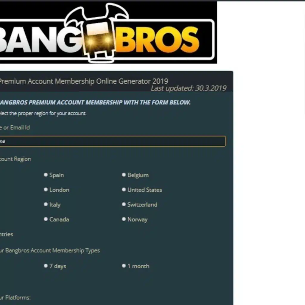 Bangbros Premium Account Membership Online Generator 2019