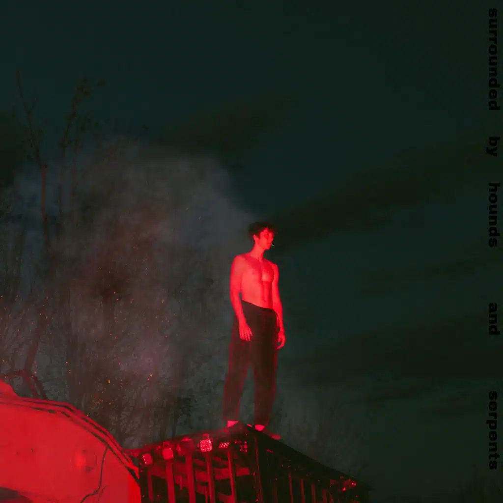 surrounded by hounds and serpents