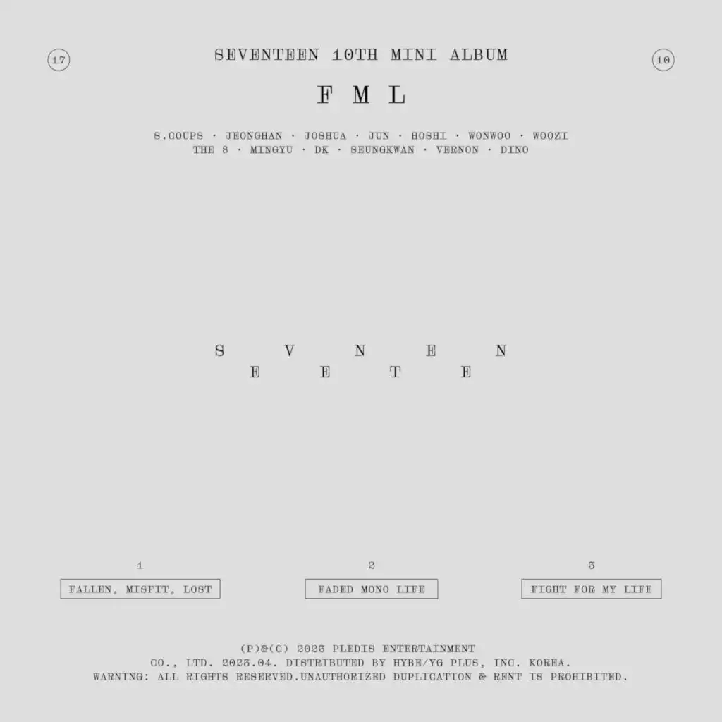 SEVENTEEN 10th Mini Album 'FML'