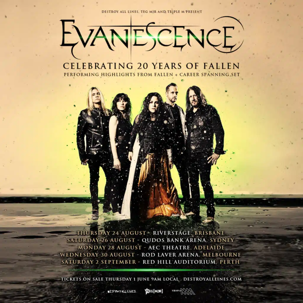 ROCK NEWS: Evanescence Announces Australian Tour 'Celebrating 20 Years of Fallen'