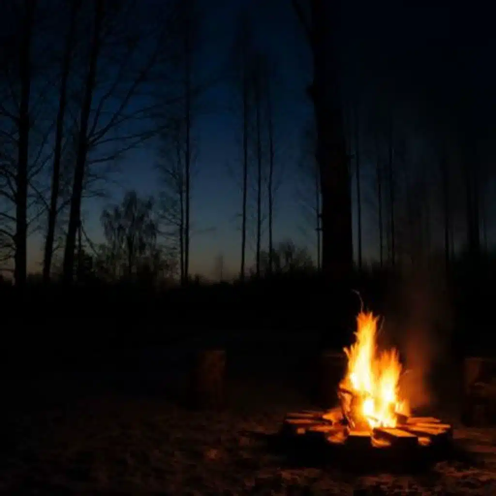 Twilight at a Campsite: Campfire and Forest Sounds