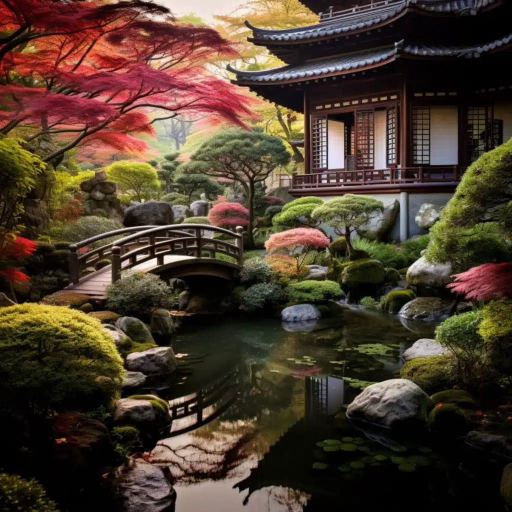 Japanese Garden Ambiance | Bamboo Flute and Garden Sounds