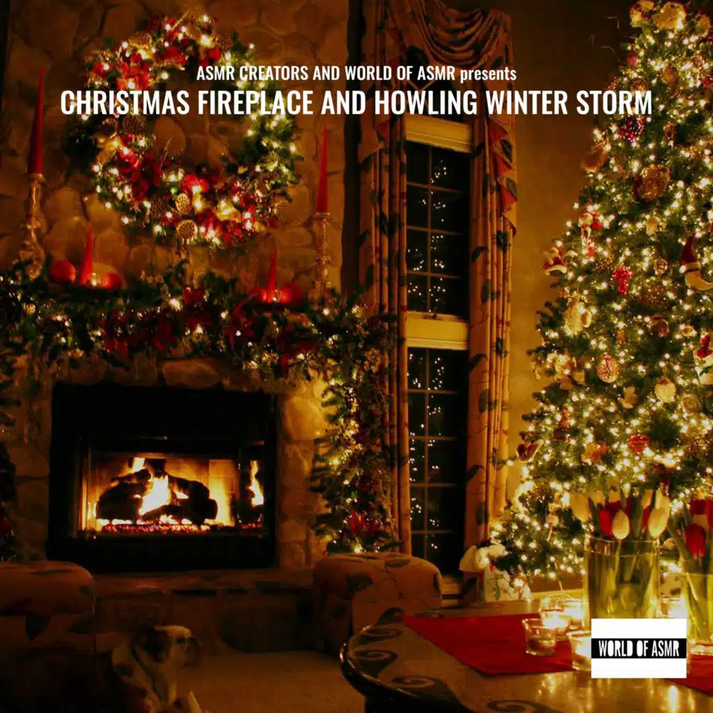 Christmas Fireplace and Howling Winter Storm