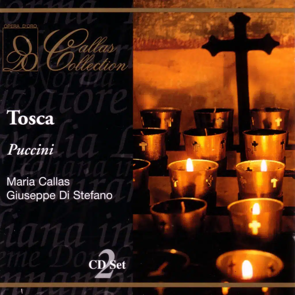 Puccini: Tosca: E' buona la mia Tosca, ma credente (Act One) [feat. Maria Callas, Giuseppe Di Stefano, Piero Campolonghi, Gilberto Cerda, Francisco Alonso, Carlos Sagarminaga, Luz Maria Farfan & Orchestra & Chorus of the Palace of Fine Arts]