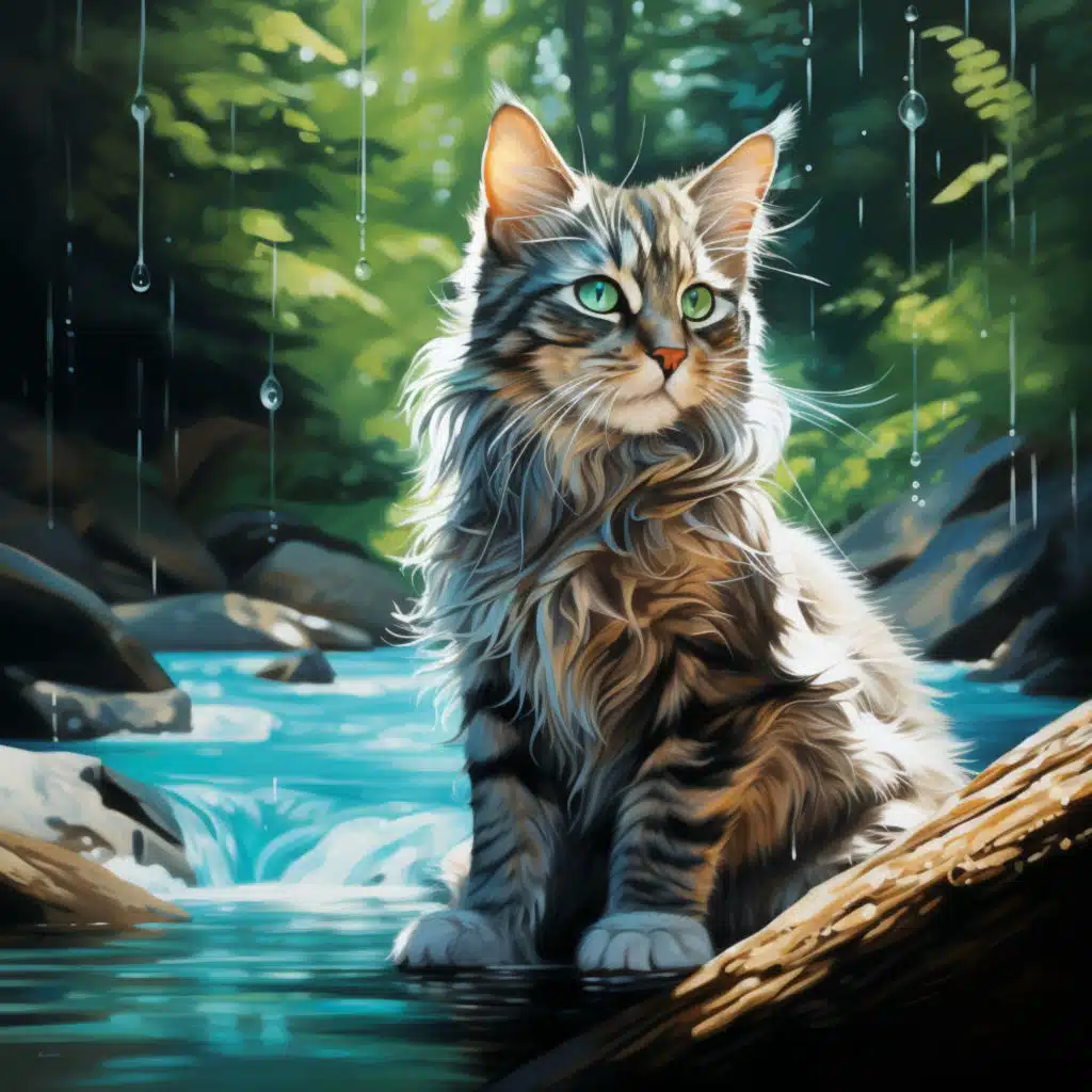 Cat Serenity: Melodies by Streams and Waterfalls