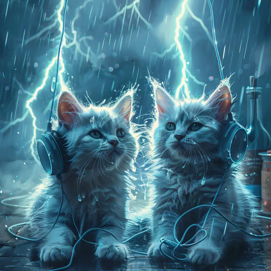 Cats in Thunder's Roar: Serene Melodies