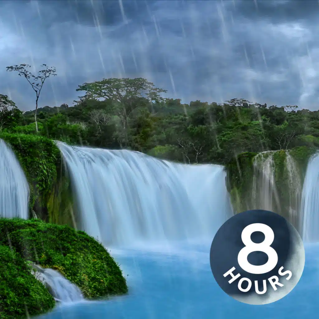 Heavy Rain & Powerful Waterfall Sounds | 8 Hour White Noise for Sleeping