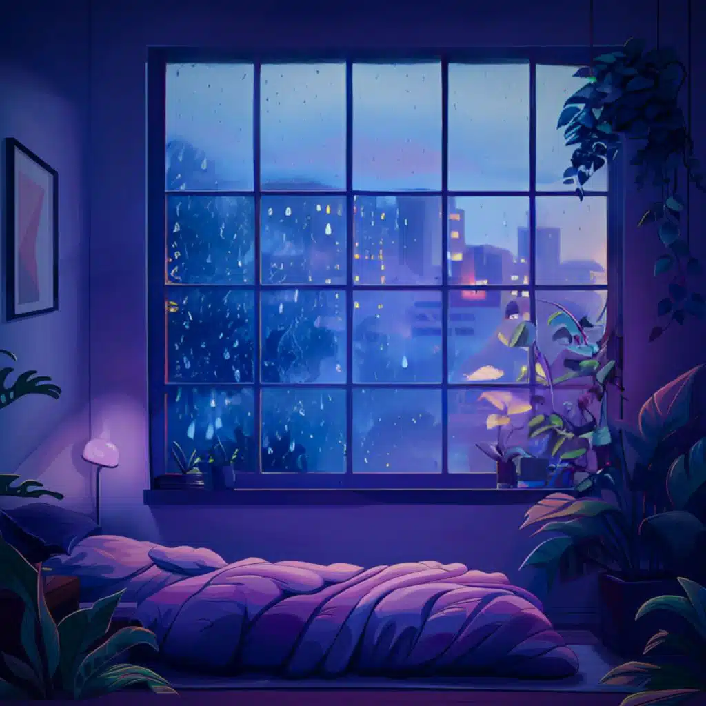 Rainy Night in a Cozy Bedroom