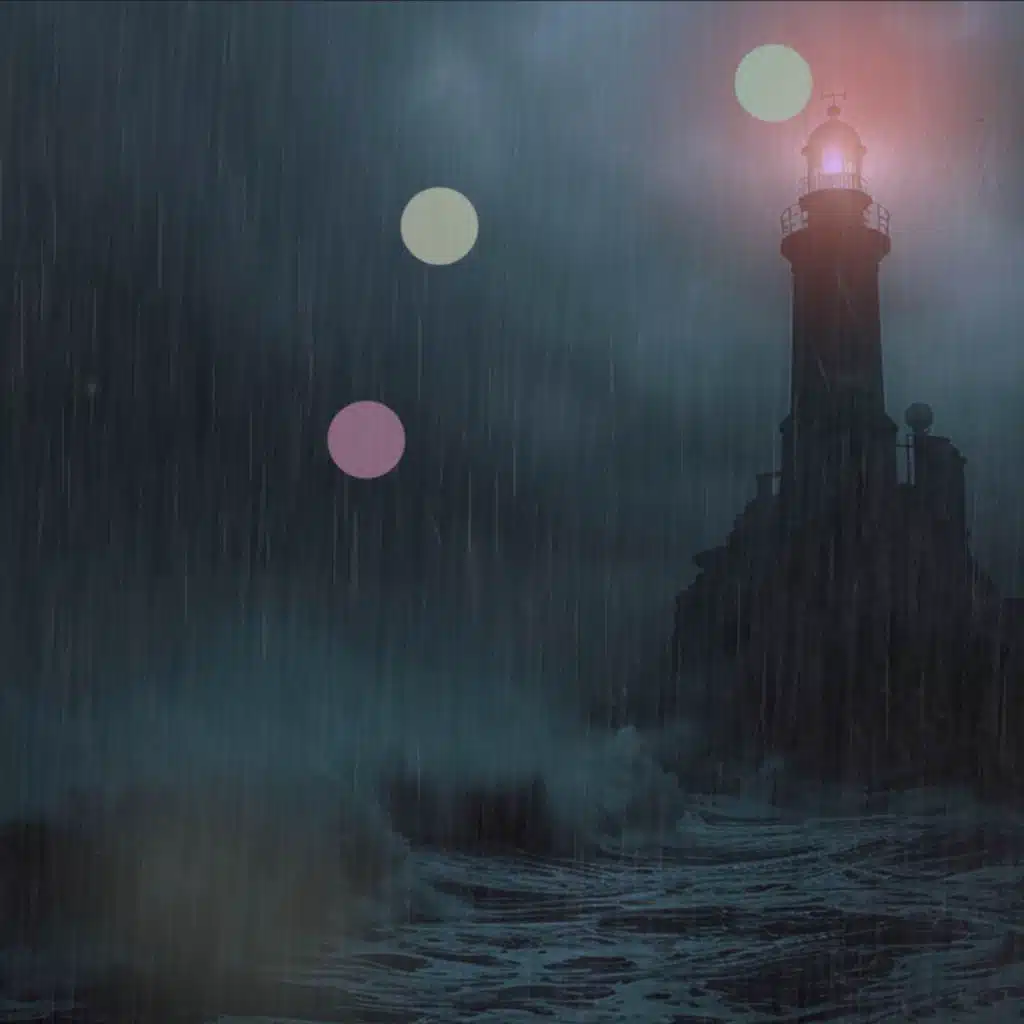 منارة في العاصفة | أمواج المحيط والمطر للنوم العميق