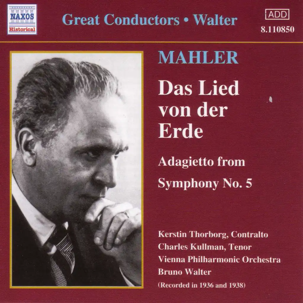 MAHLER: Lied von der Erde (Das) (Walter) (1936-1938)