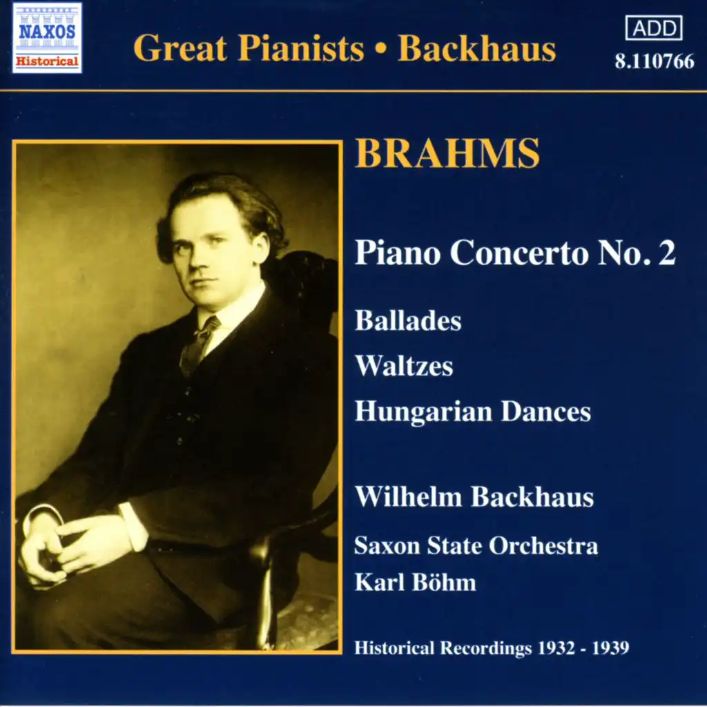 Brahms: Piano Concerto No. 2 / Waltzes, Op. 39 (Backhaus) (1932-1939)