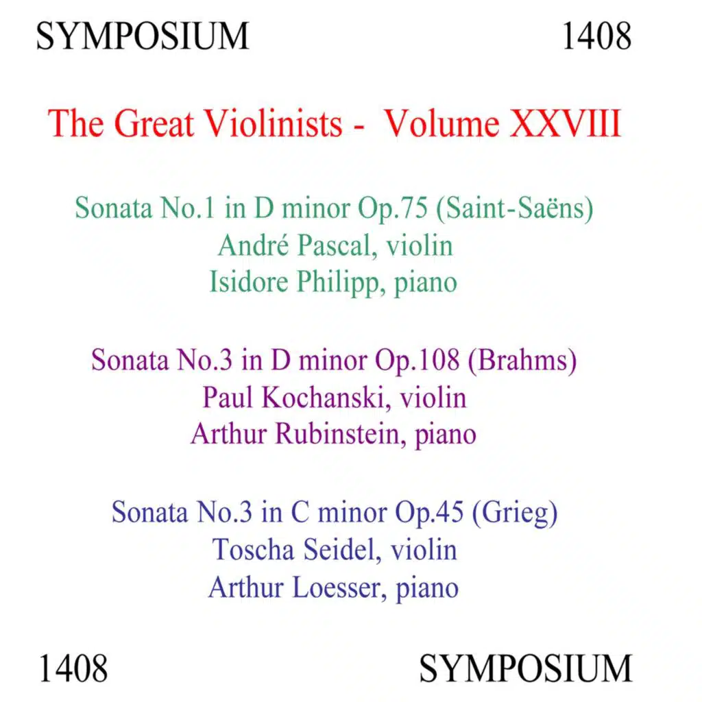 Violin Sonata No. 3 in C Minor, Op. 45: I. Allegro molto ed appassionato