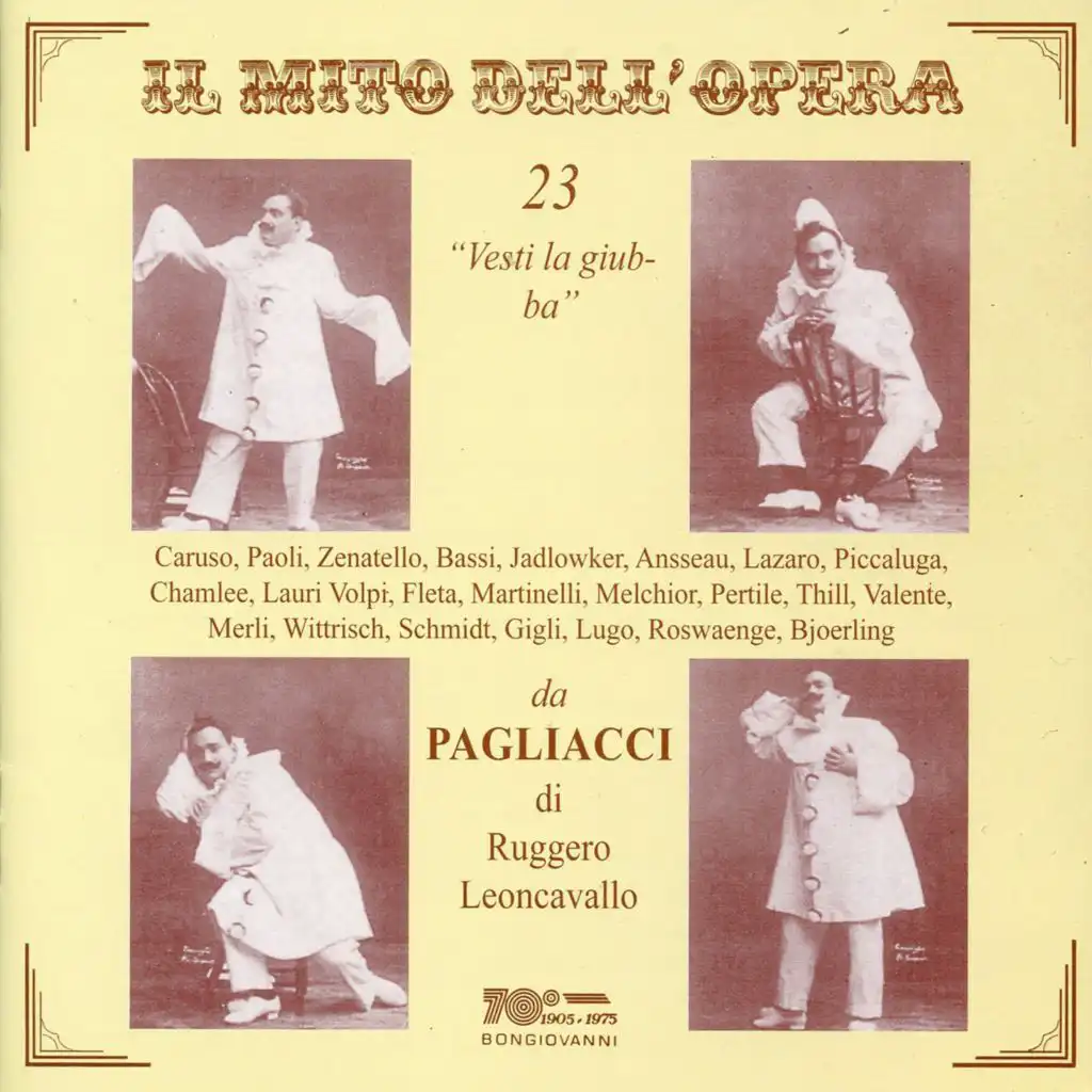Pagliacci, Act I: "Vesti la giubba" (performed by Martinelli)