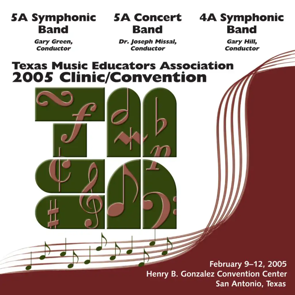 2005 Texas Music Educators Association (TMEA): All-State 5A Symphonic Band, All-State 5A Concert Band & All-State 4A Symphonic Band