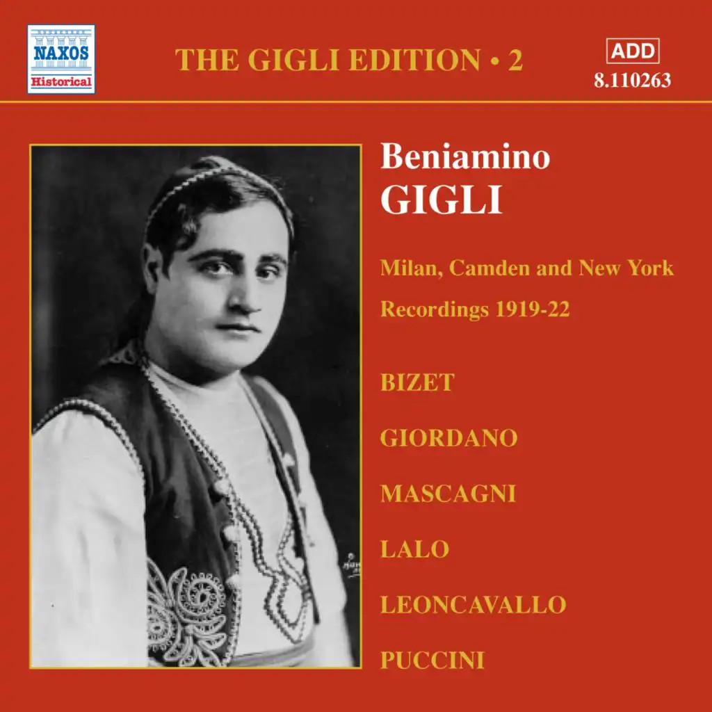 Gigli, Beniamino: Gigli Edition, Vol.  2: Milan, Camden and New York Recordings (1919-1922)