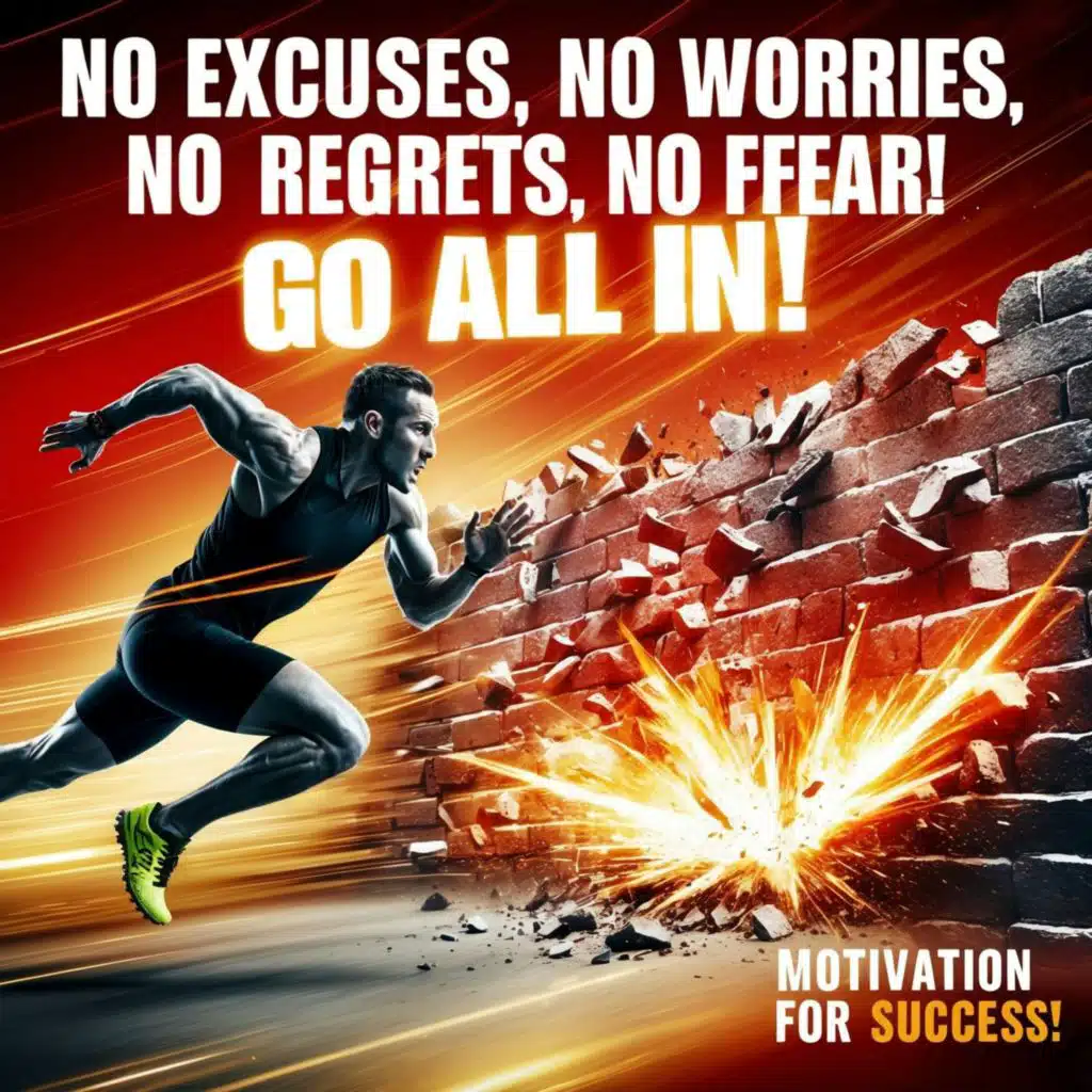 No Excuses, No Worries, No Regrets, No Fear! GO ALL IN! - Motivation for Success