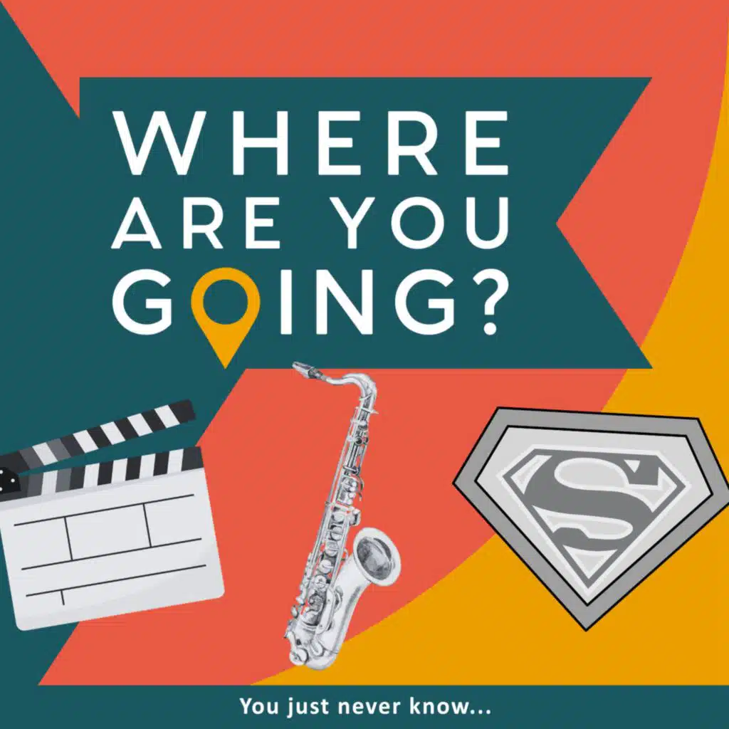 Superman, a saxophone and a clapperboard