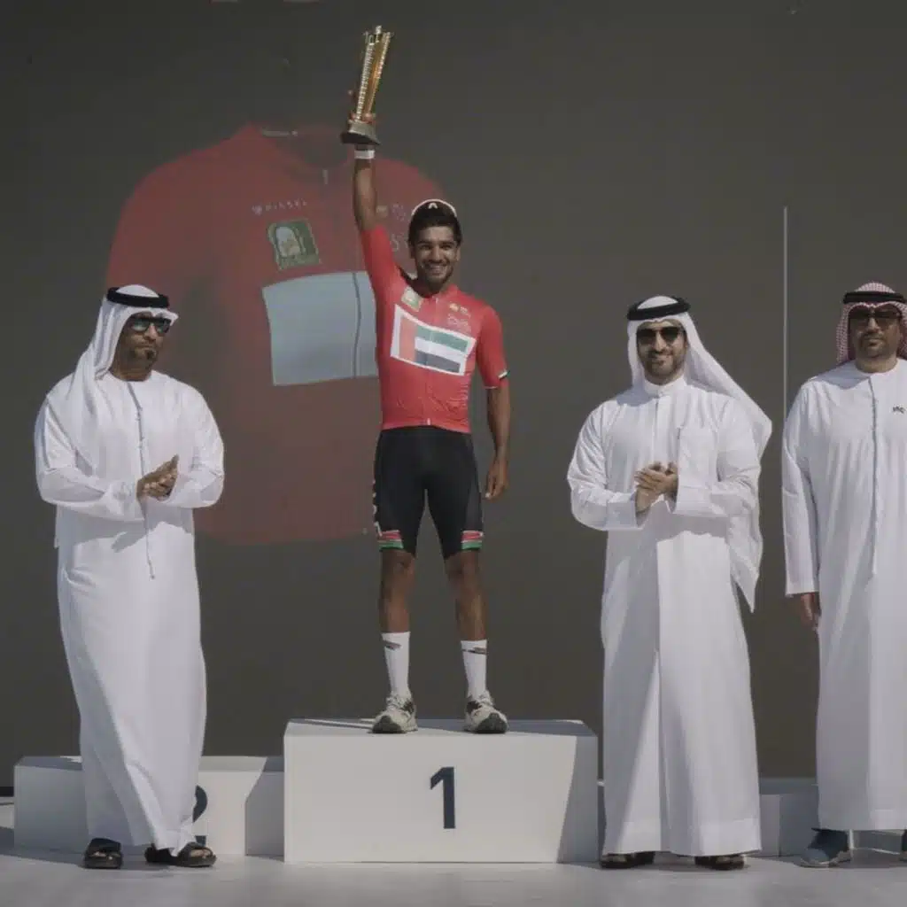 Winners UAE National Team cyclist, Rashid Al Balushi and Emirati cyclist Abdullah Jassim Al Ali