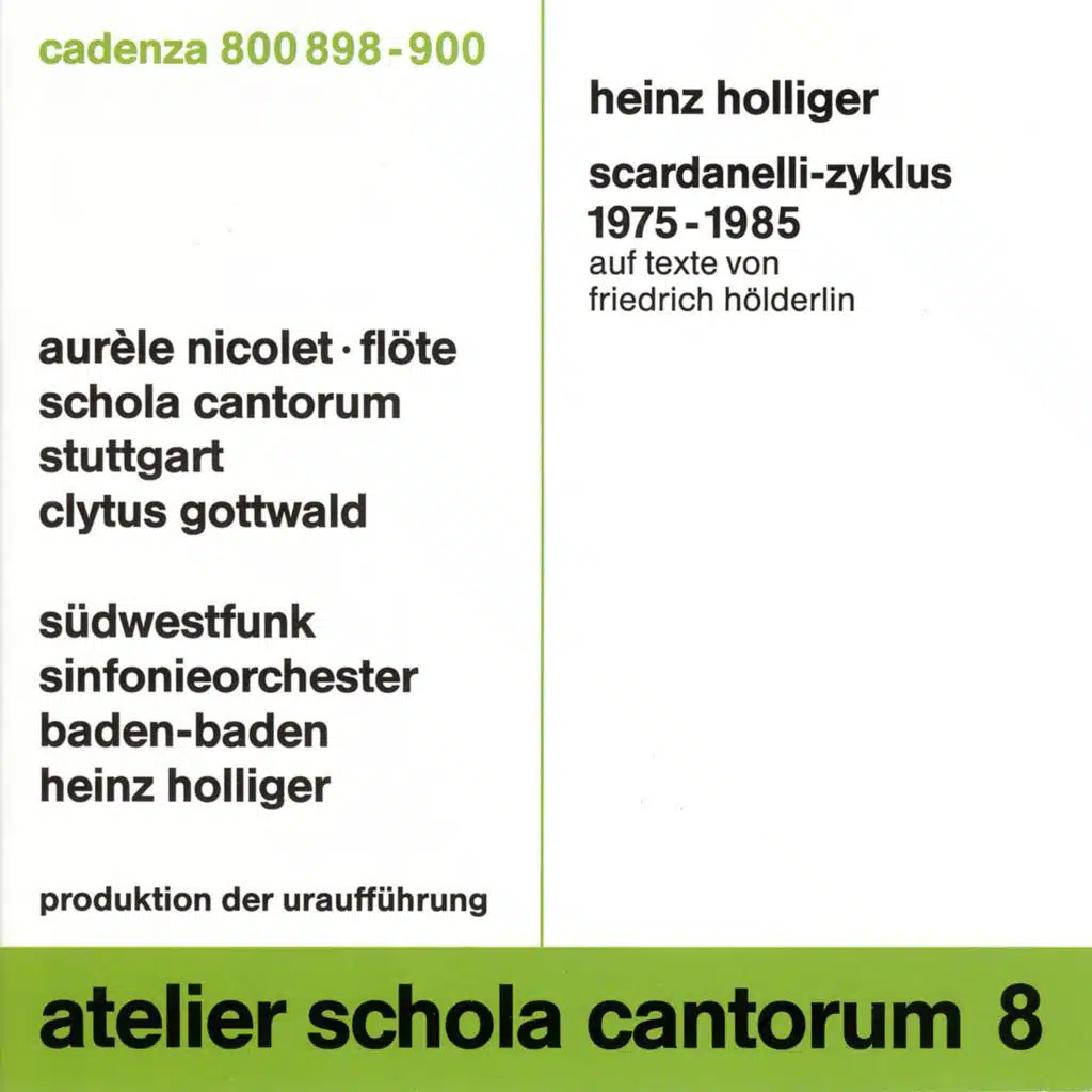 Atelier Schola Cantorum Vol. 8: Scardanelli-Zyklus