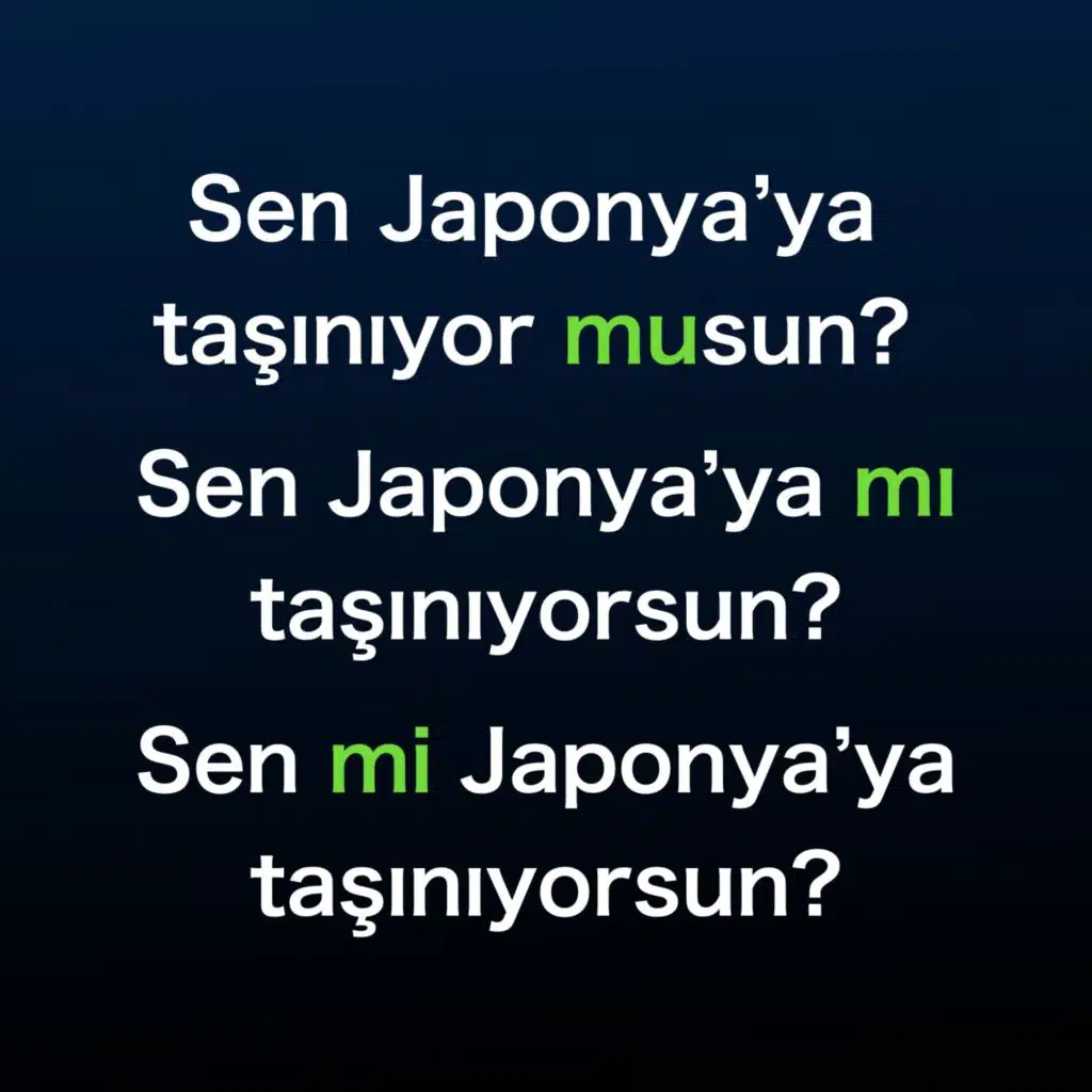 Position of the Interrogation Particle in YES NO Questions in Turkish