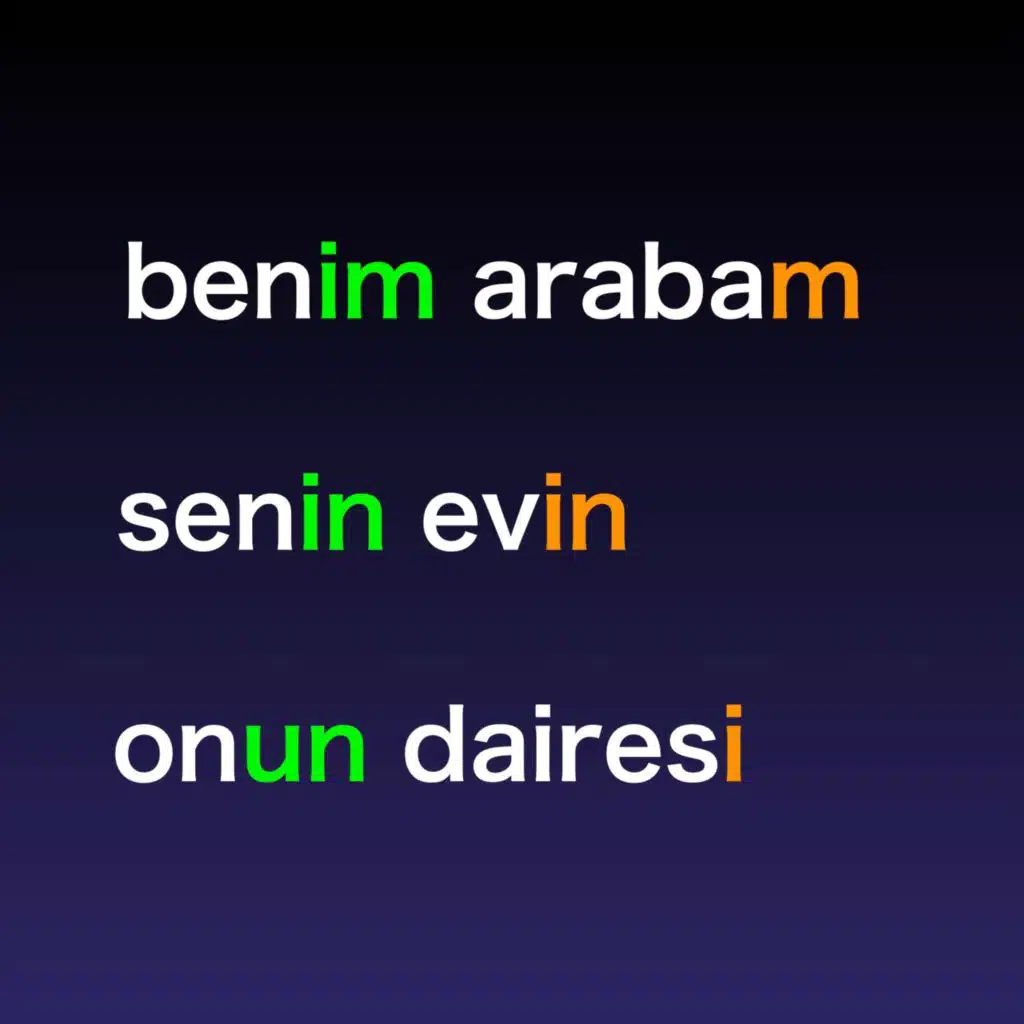 "My your his/her our your their" and Possessive Suffixes in Turkish