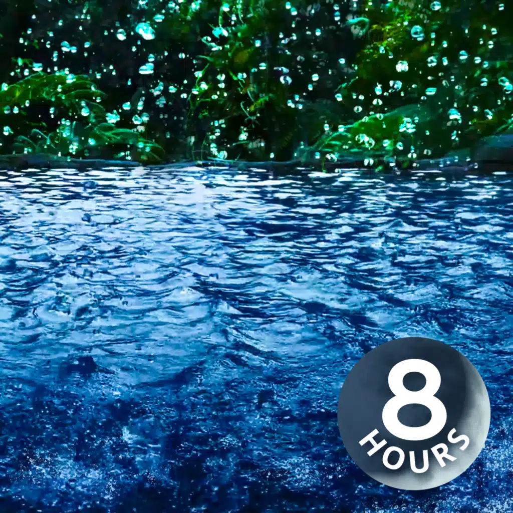 Heavy Rain White Noise on Tropical Pond | 8 Hour Water & Rain Sounds for Sleeping