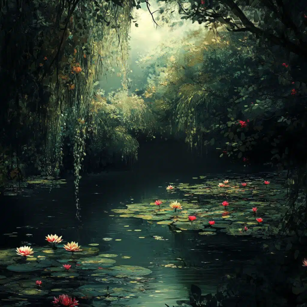 Serene Garden at the Lake | Gentle Water and Nature Ambience