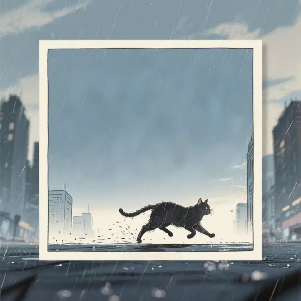 The Stray Cat Dodging the Rain