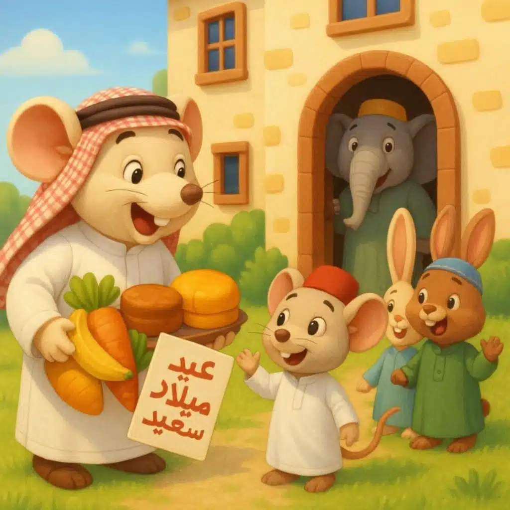 قصص روضة الأطفال: مفاجآت سارة في عيد ميلاد الفأر الصغير