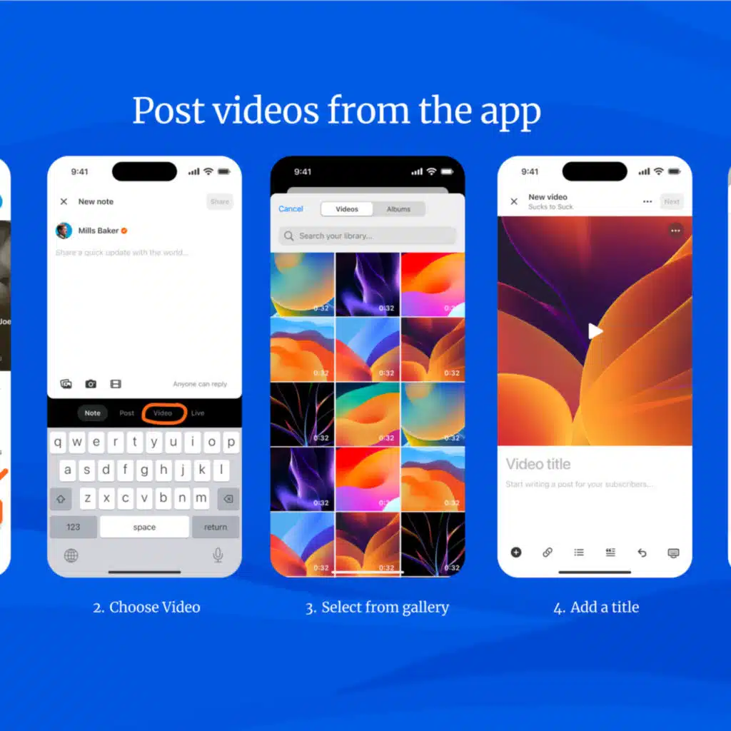 Publish video posts directly in the Substack app