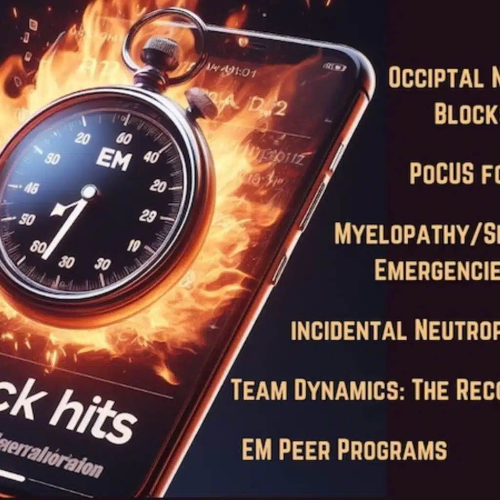 EM Quick Hits 65 Occipital Nerve Block, PoCUS in Pulmonary Embolism, Myelopathy, Team Resuscitation, Incidental Neutropenia, Peer Programs