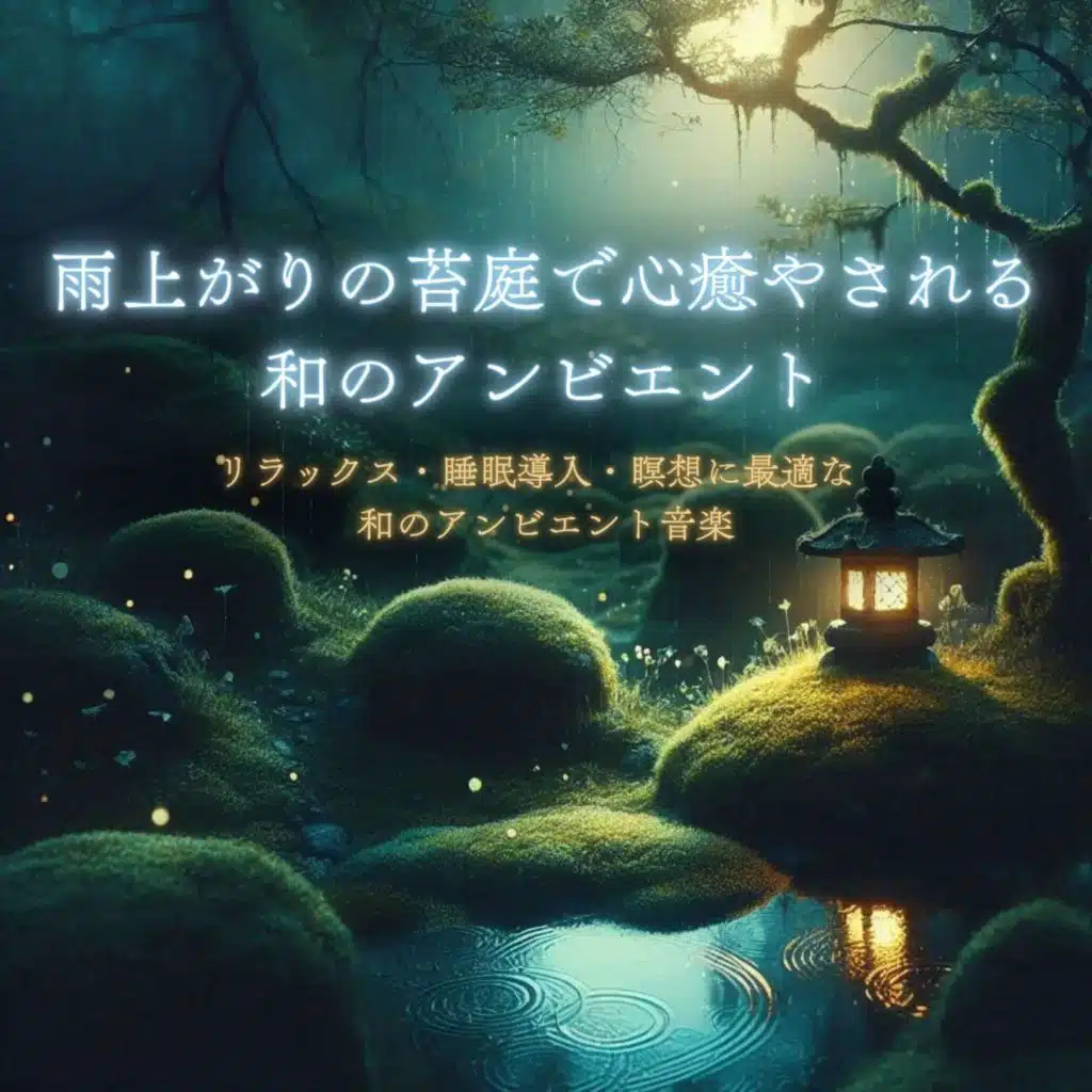 雨上がりの苔庭で心癒やされる和のアンビエント【睡眠用】