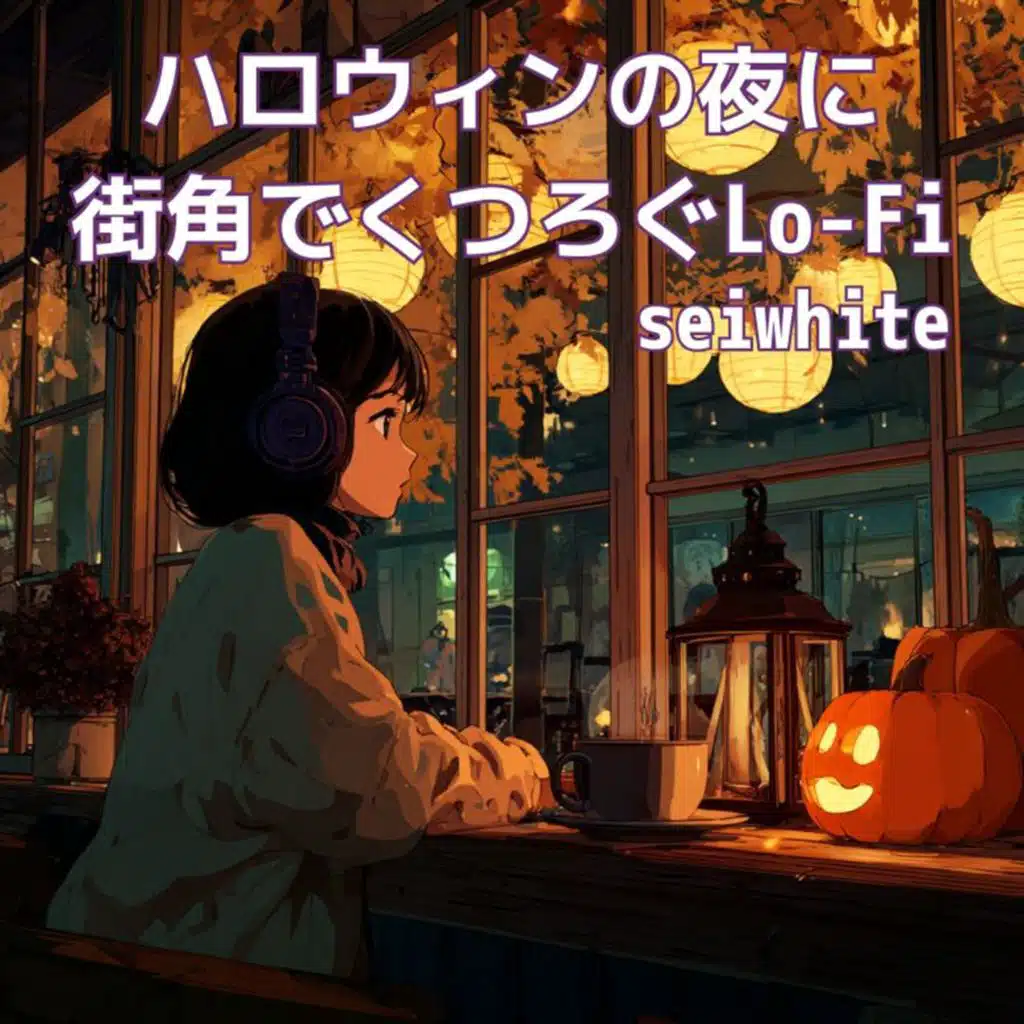 ハロウィンの夜に街角でくつろぐLo-Fi