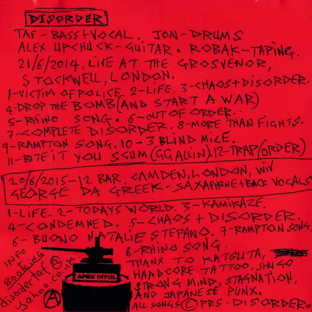 Complete Disorder (Live, The Grosvenor, Stockwell)