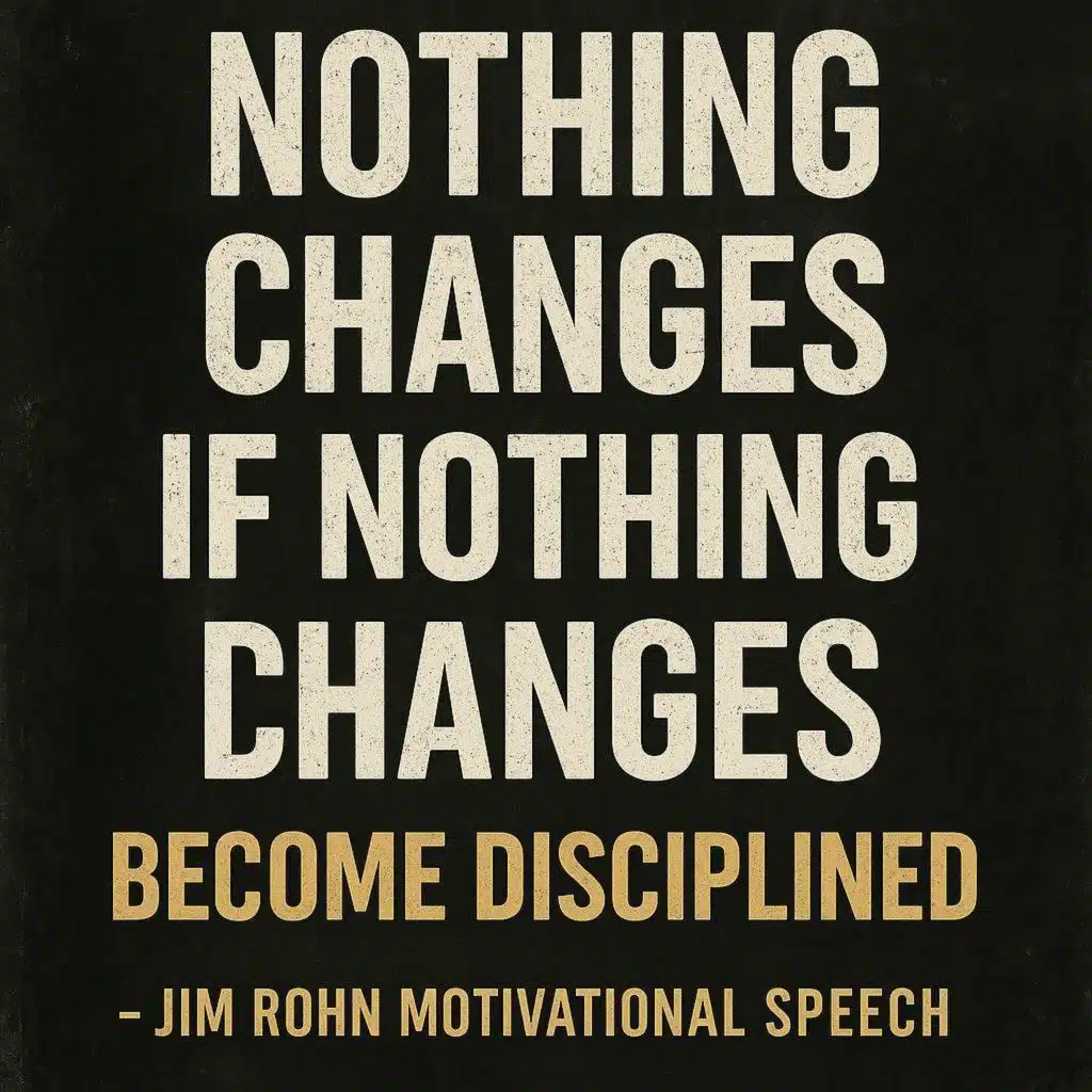 NOTHING CHANGES IF NOTHING CHANGES. BECOME DISCIPLINED – Jim Rohn Motivational Speech
