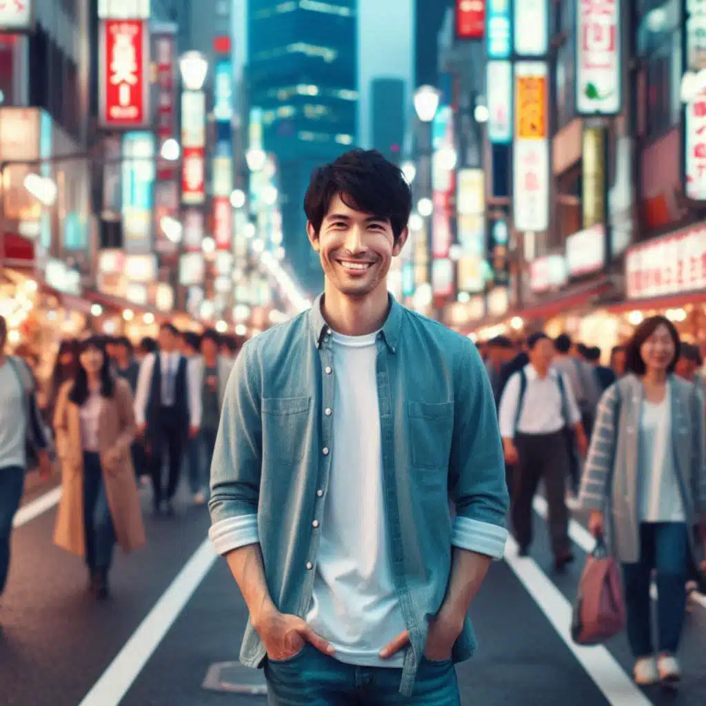 Waiting at the Shinjuku Crossing