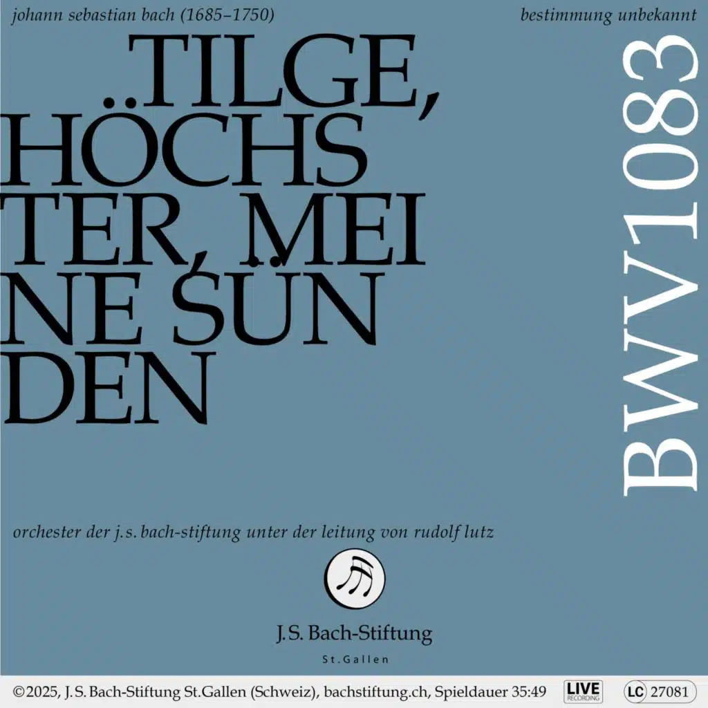 Margot Oitzinger, Orchester der J.S. Bach-Stiftung & Rudolf Lutz