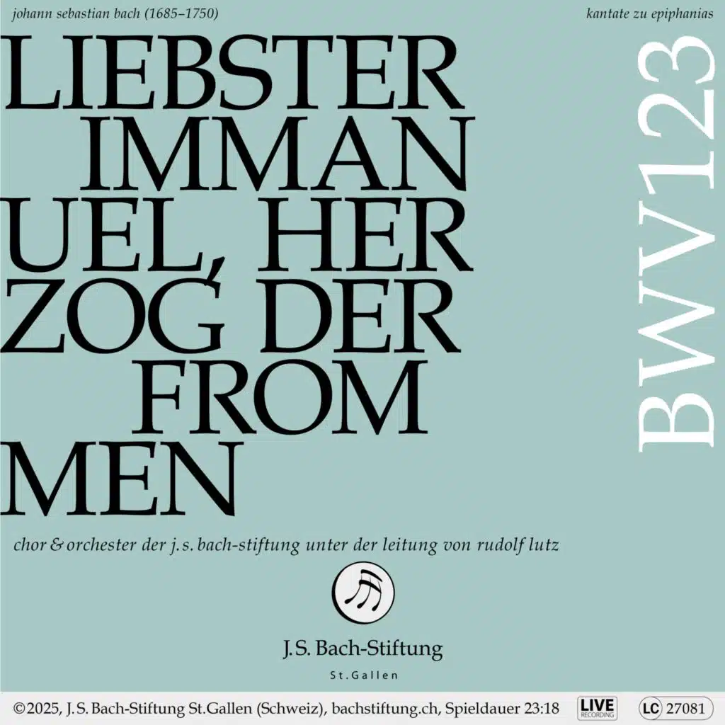 Daniel Johannsen, Orchester der J.S. Bach-Stiftung & Rudolf Lutz