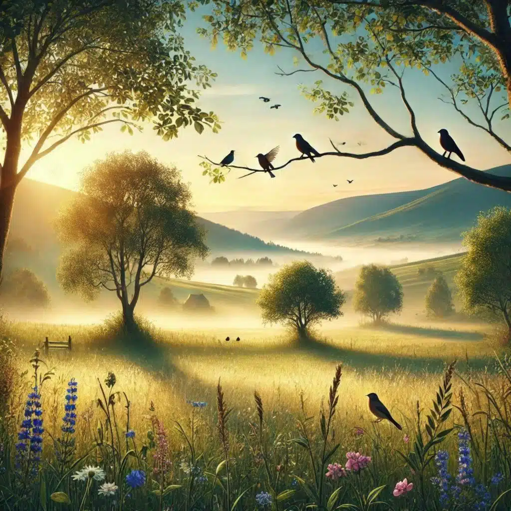  Les oiseaux chantent doucement et créent une AMBIANCE apaisante pour DÉTENDRE l’esprit