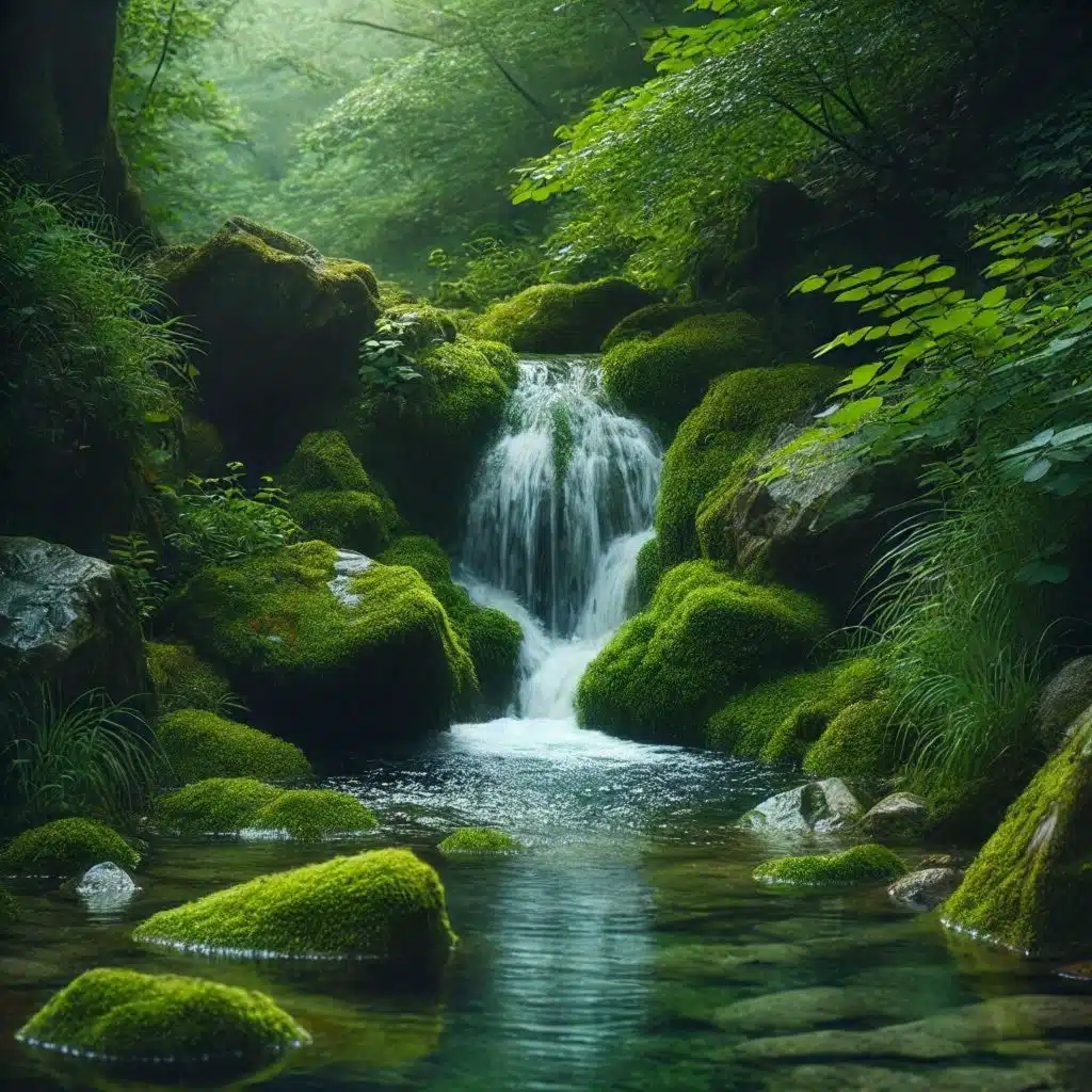 Le doux murmure d'une PETITE CASCADE apaise l'esprit et enveloppe de sérénité